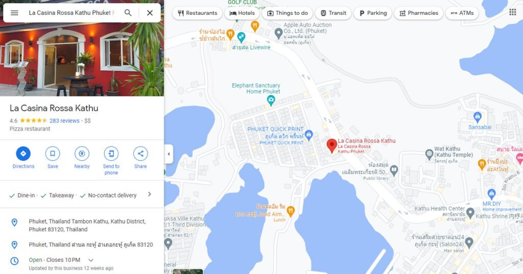 Google Maps location of La Casina Rossa