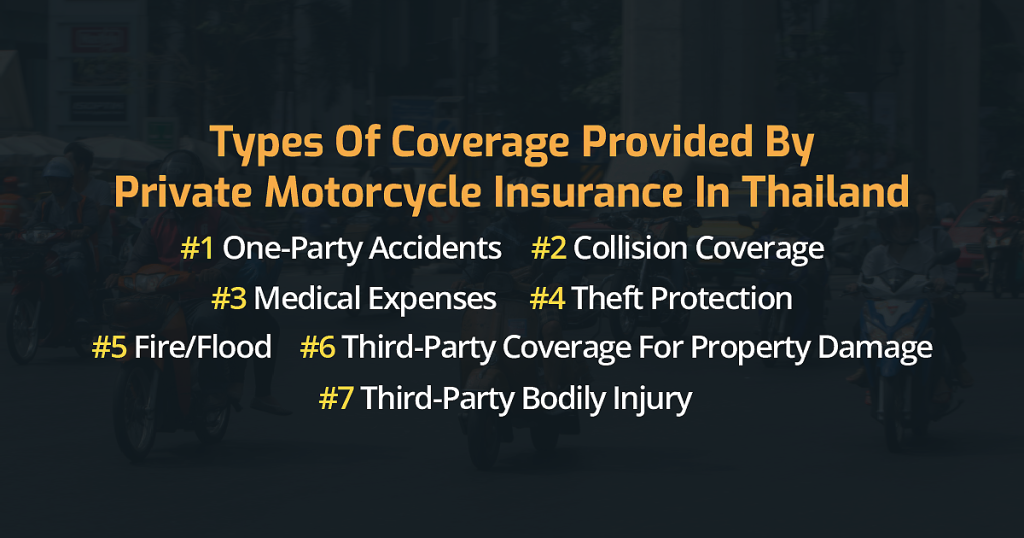 List Of Coverage Types For Private Motorcycle Insurance Plans In Thailand