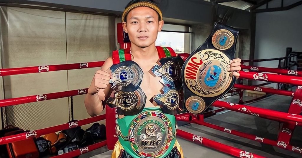  Saenchai with some of his title belts