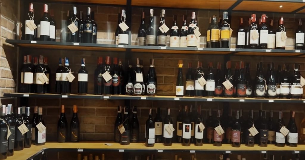 The wine and beverages collection at La Casina Rossa